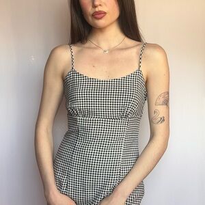 Black and White Gingham Spaghetti Strap Dress